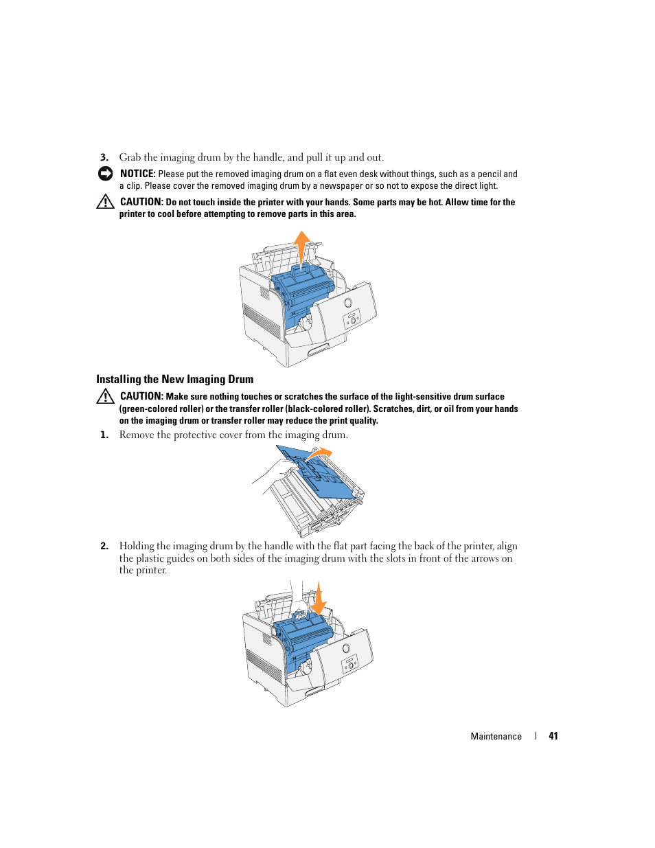 Installing the new imaging drum | Dell 5100cn Color Laser Printer User Manual | Page 41 / 98