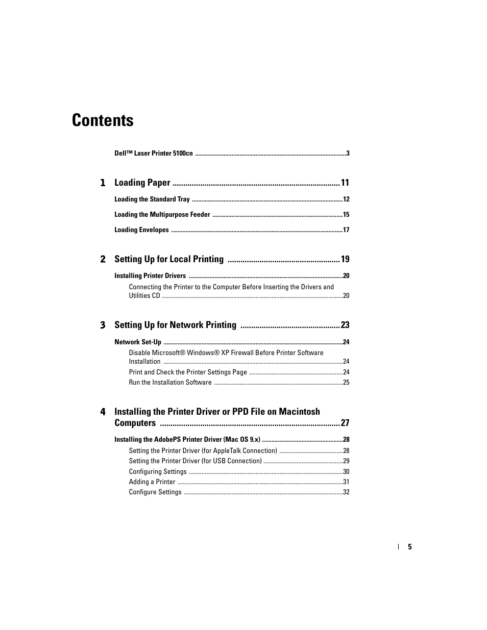 Dell 5100cn Color Laser Printer User Manual | Page 5 / 98