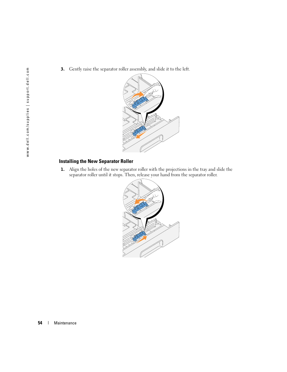 Installing the new separator roller | Dell 5100cn Color Laser Printer User Manual | Page 54 / 98