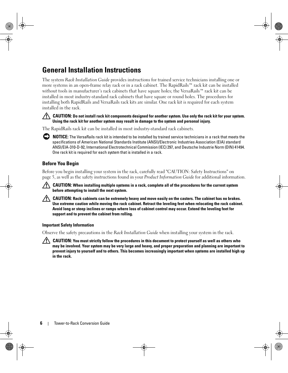 General installation instructions, Before you begin | Dell PowerEdge 2900 User Manual | Page 8 / 26