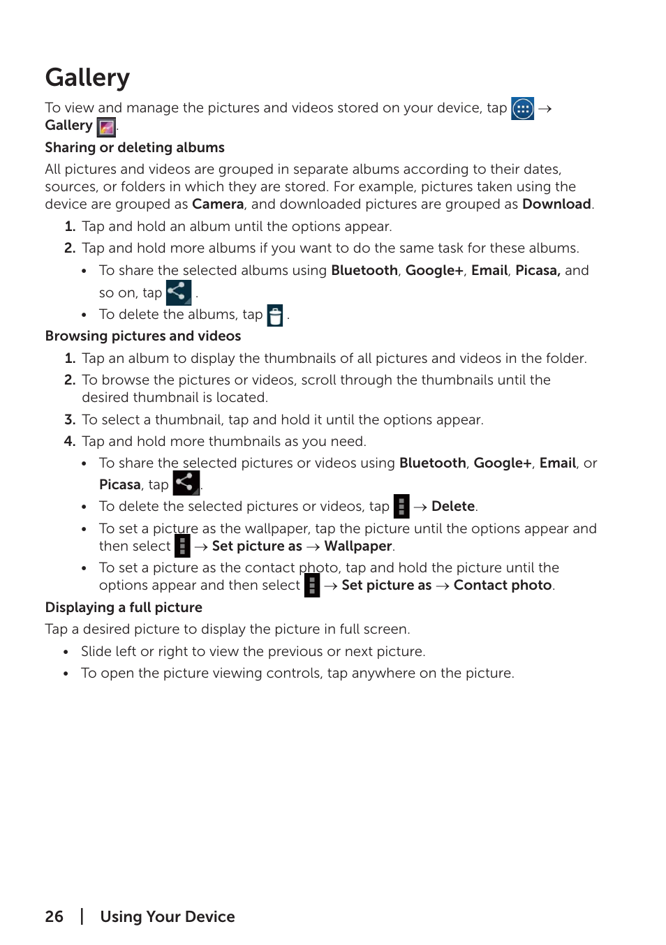 Gallery | Dell Venue 7 (3741, Late 2014) User Manual | Page 26 / 30