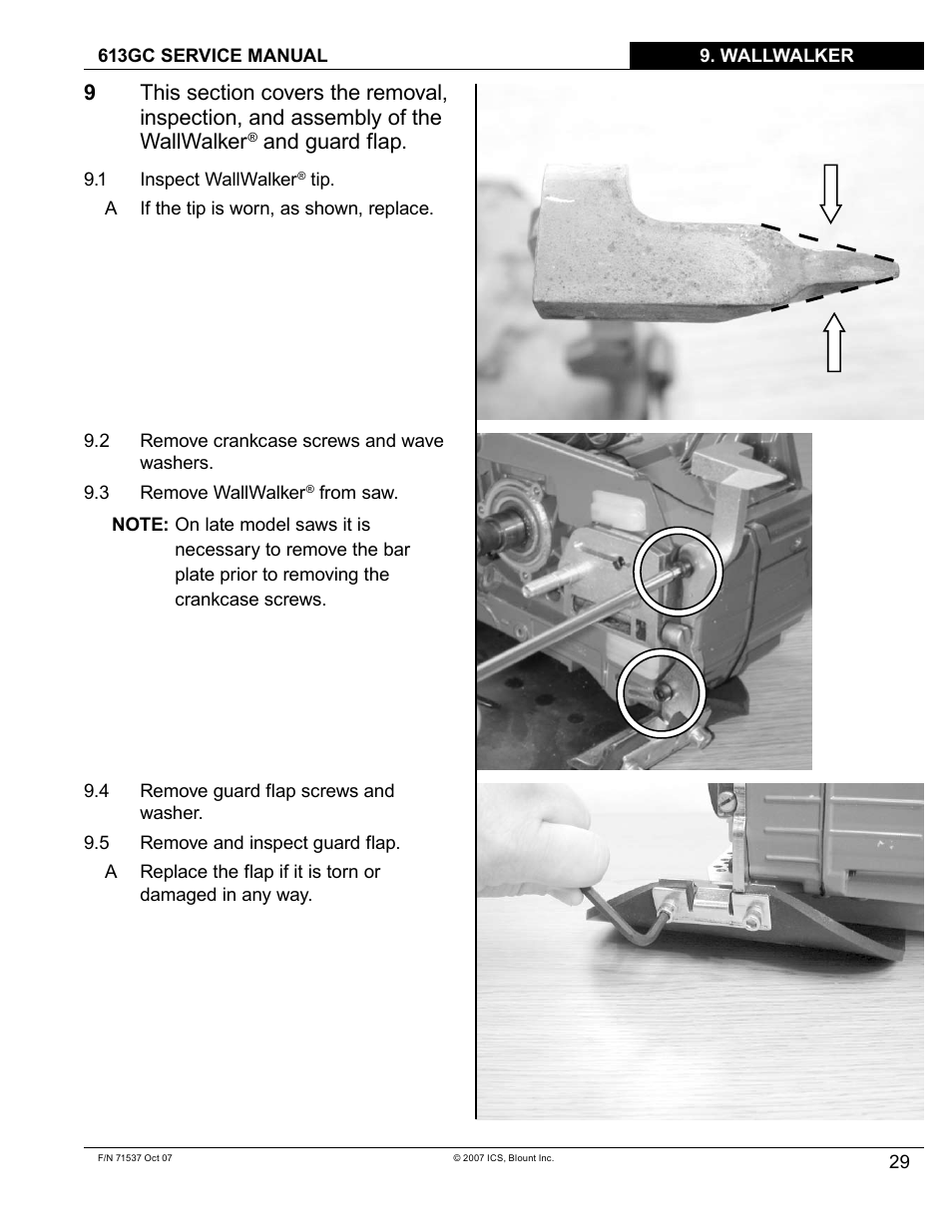 And guard flap | Blount ICS 613GC User Manual | Page 31 / 84