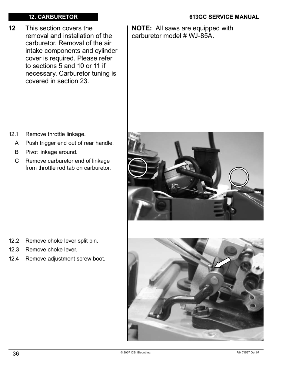 Blount ICS 613GC User Manual | Page 38 / 84