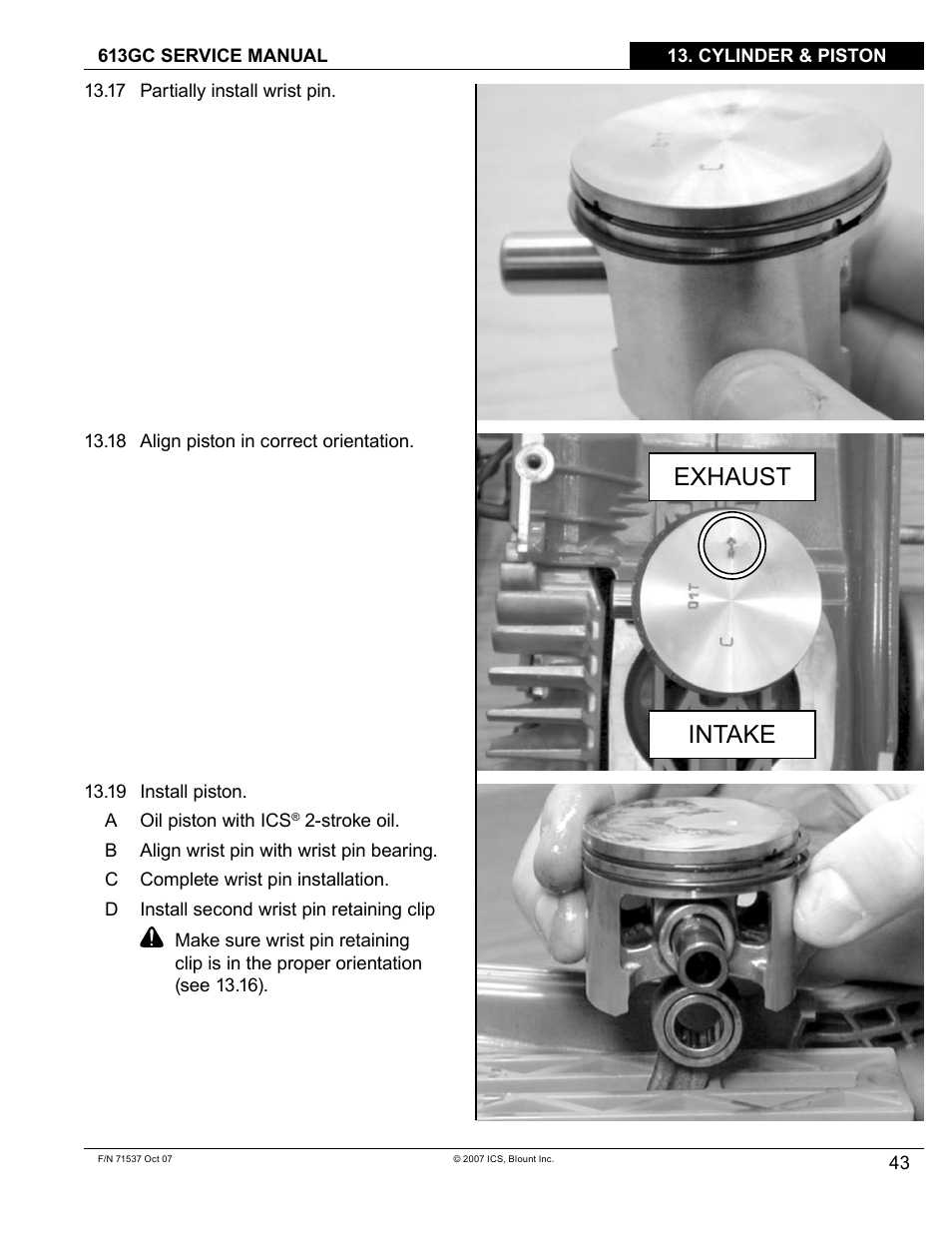 Exhaust intake | Blount ICS 613GC User Manual | Page 45 / 84