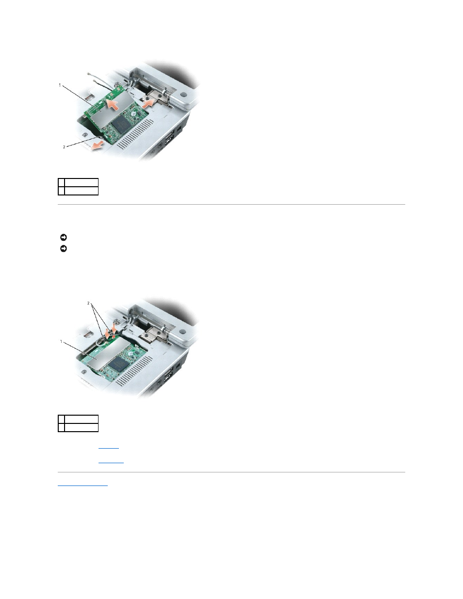 Replacing the mini pci card, If a mini pci card is not already installed, see | Dell Inspiron 6000 User Manual | Page 27 / 45