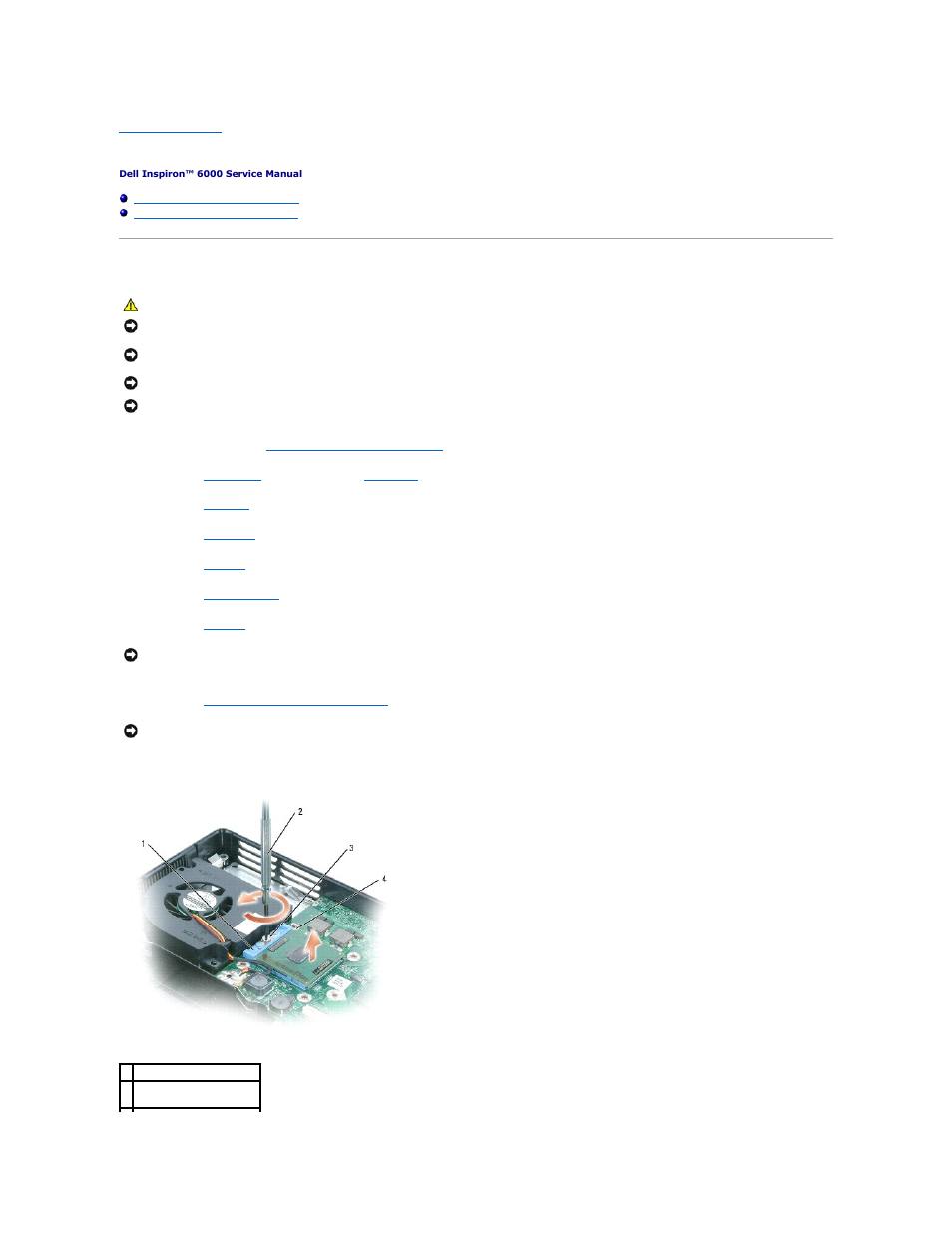 Microprocessor module, Removing the microprocessor module | Dell Inspiron 6000 User Manual | Page 9 / 45