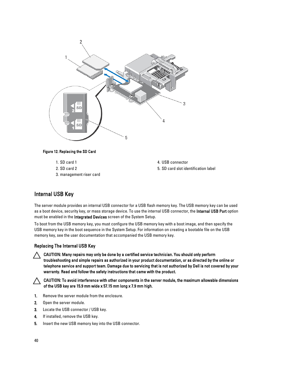 Internal usb key | Dell PowerEdge M520 (for PE VRTX) User Manual | Page 40 / 139
