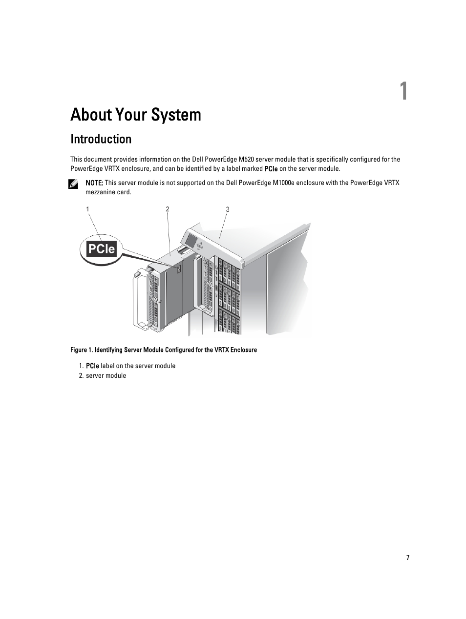 About your system, Introduction, 1 about your system | Dell PowerEdge M520 (for PE VRTX) User Manual | Page 7 / 139