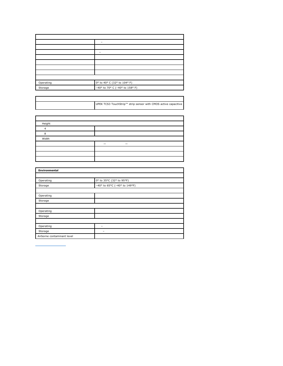 Fingerprint reader, Physical, Ac adapter | Environmental | Dell Latitude Z (Late 2009) User Manual | Page 12 / 37