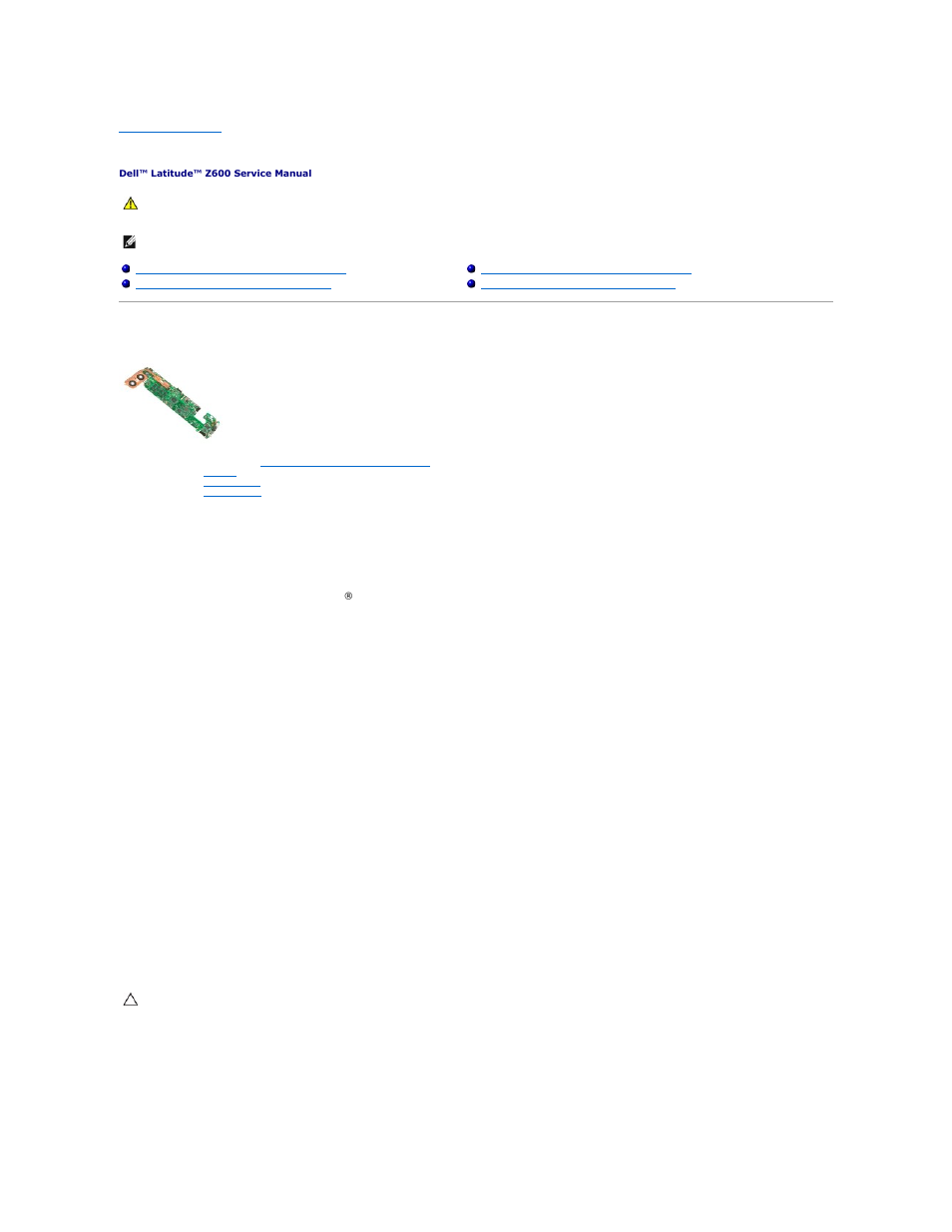 System board, Removing a system board without latitude on | Dell Latitude Z (Late 2009) User Manual | Page 26 / 37