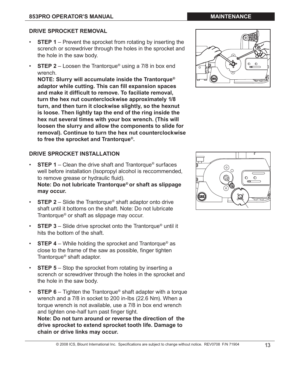 Blount 853PRO User Manual | Page 12 / 17