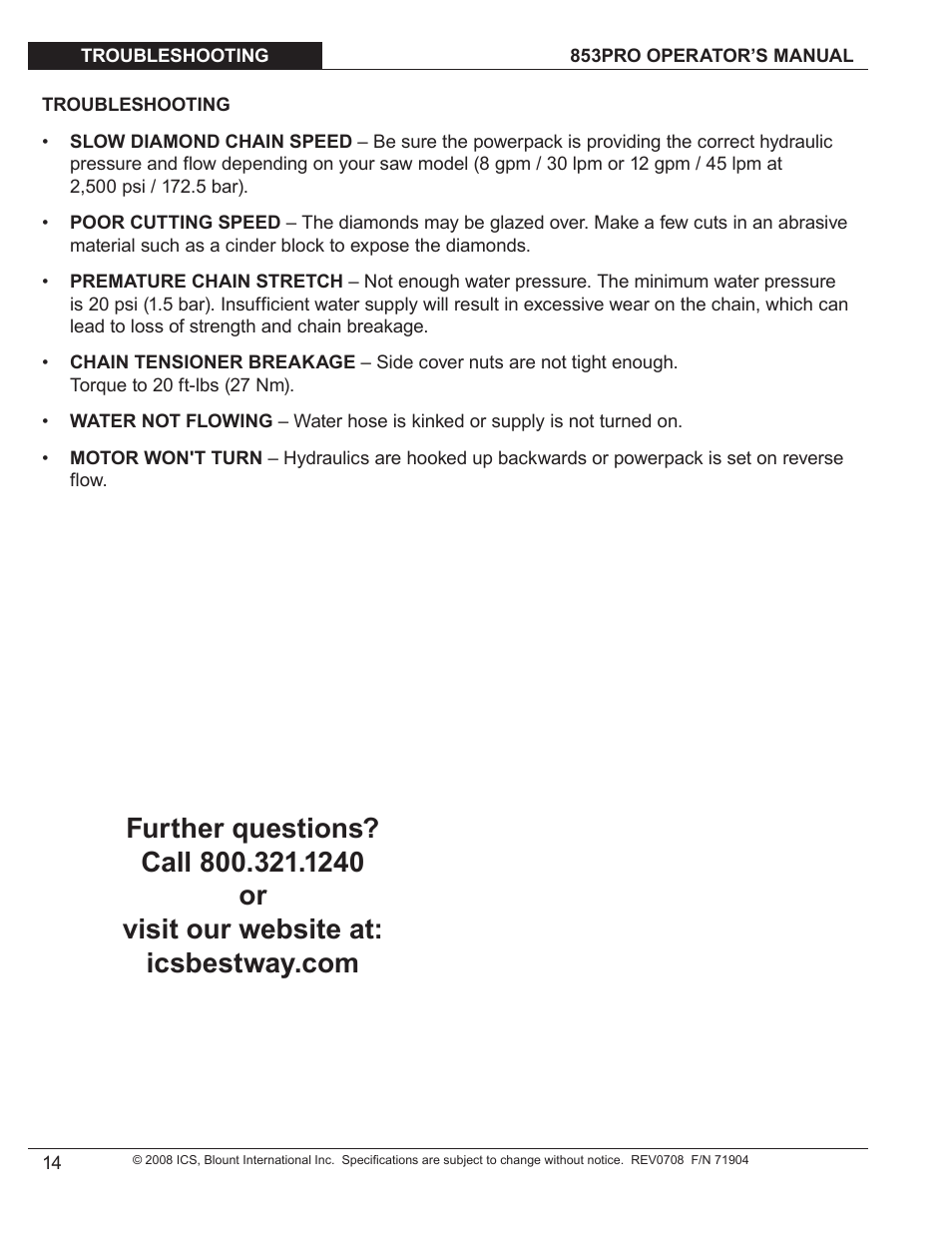 Blount 853PRO User Manual | Page 13 / 17