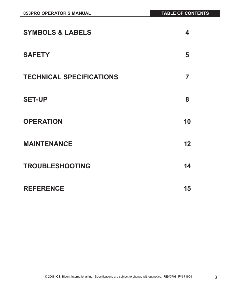 Blount 853PRO User Manual | Page 2 / 17