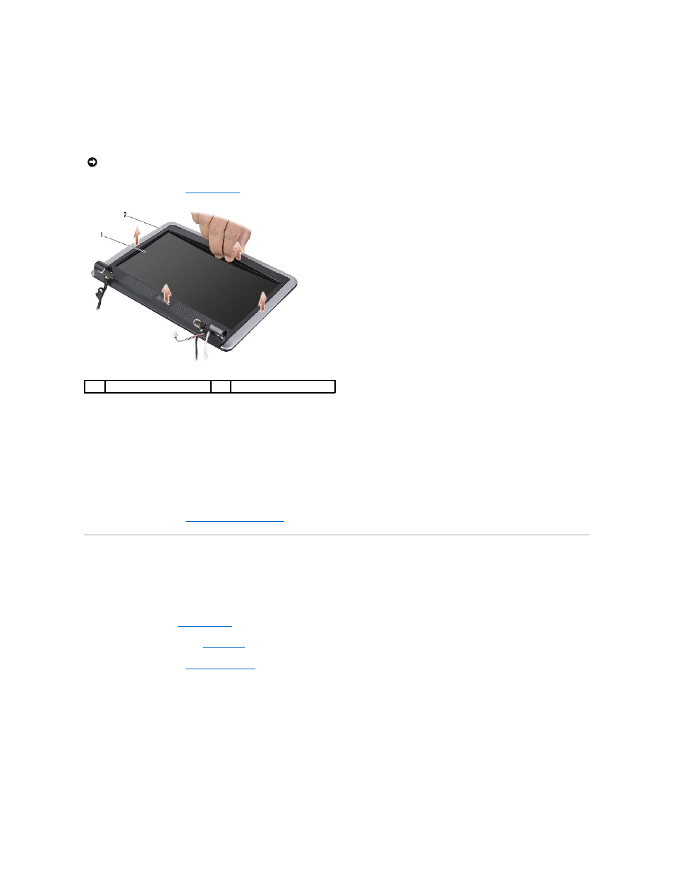 Display bezel, Display panel, Removing the display bezel | Replacing the display bezel, Removing the display panel | Dell Inspiron Mini 9 (910, Late 2008) User Manual | Page 15 / 38