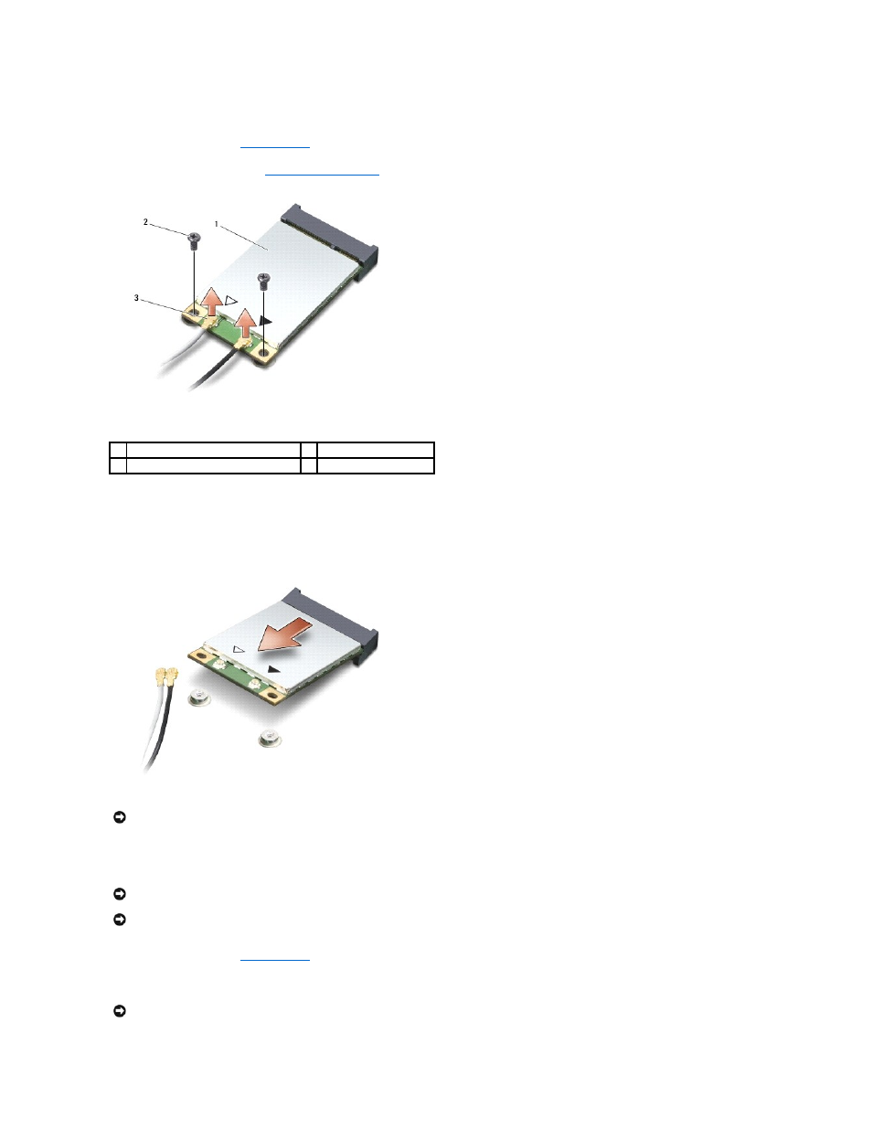 Removing the mini-card, Replacing the mini-card | Dell Inspiron Mini 9 (910, Late 2008) User Manual | Page 25 / 38