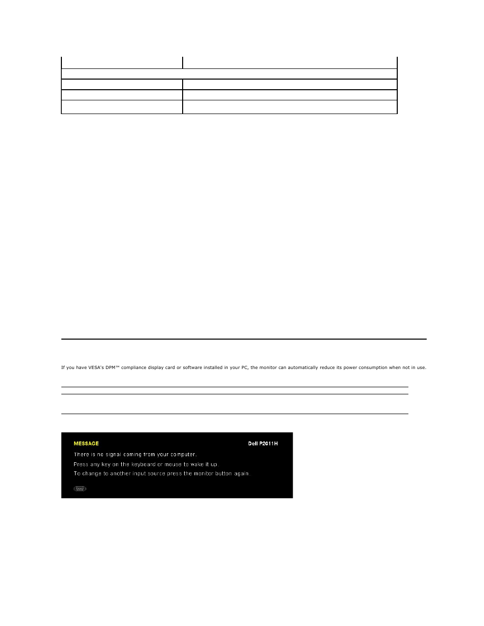 Power management modes | Dell P2011H Monitor User Manual | Page 10 / 37