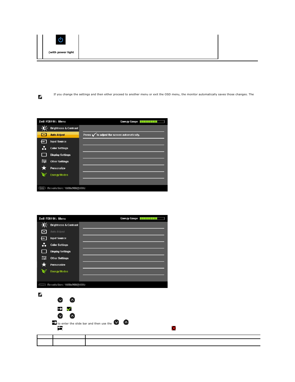 Using the on-screen display (osd) menu, Accessing the menu system | Dell P2011H Monitor User Manual | Page 16 / 37