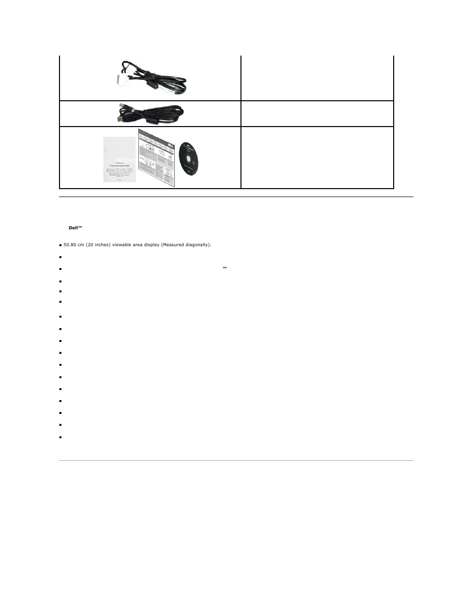 Product features, Identifying parts and controls, Front view | Dell P2011H Monitor User Manual | Page 3 / 37
