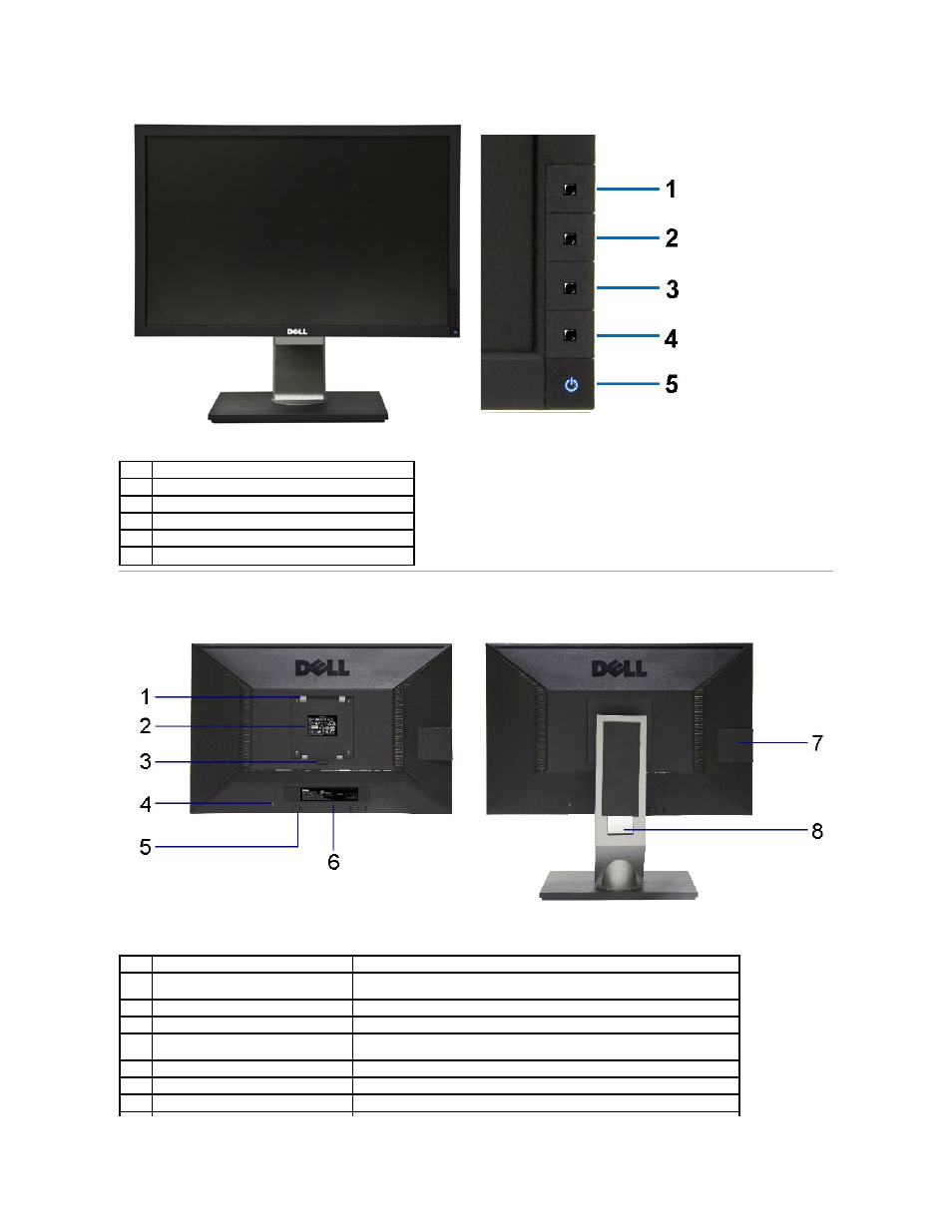 Back view | Dell P2011H Monitor User Manual | Page 4 / 37