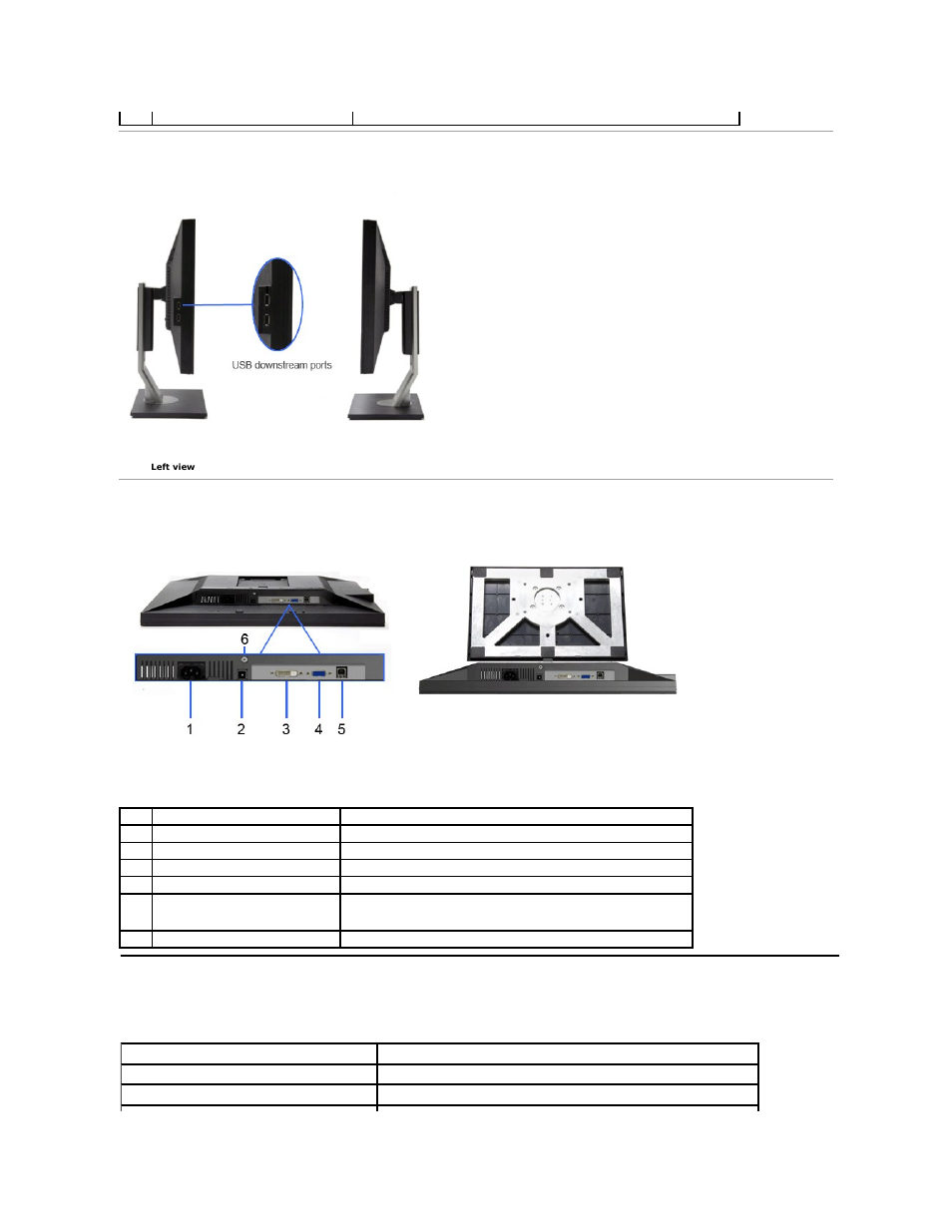Monitor specifications, Side view bottom view, Flat panel specifications | Dell P2011H Monitor User Manual | Page 5 / 37