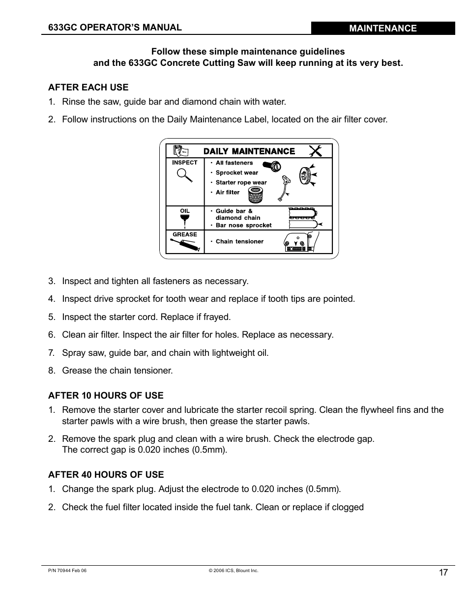 Blount 633GC User Manual | Page 17 / 28