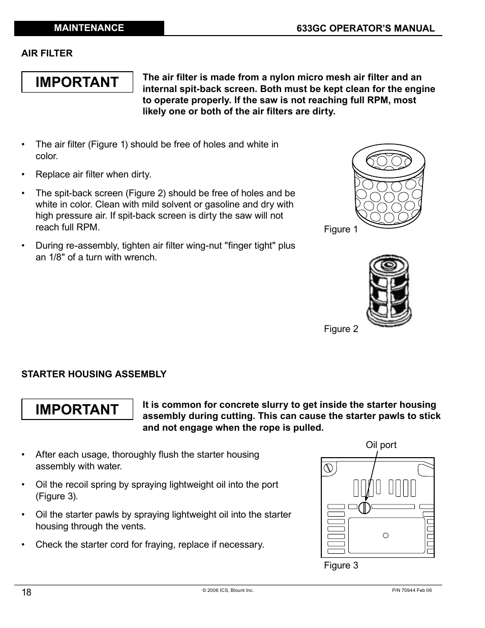 Important | Blount 633GC User Manual | Page 18 / 28