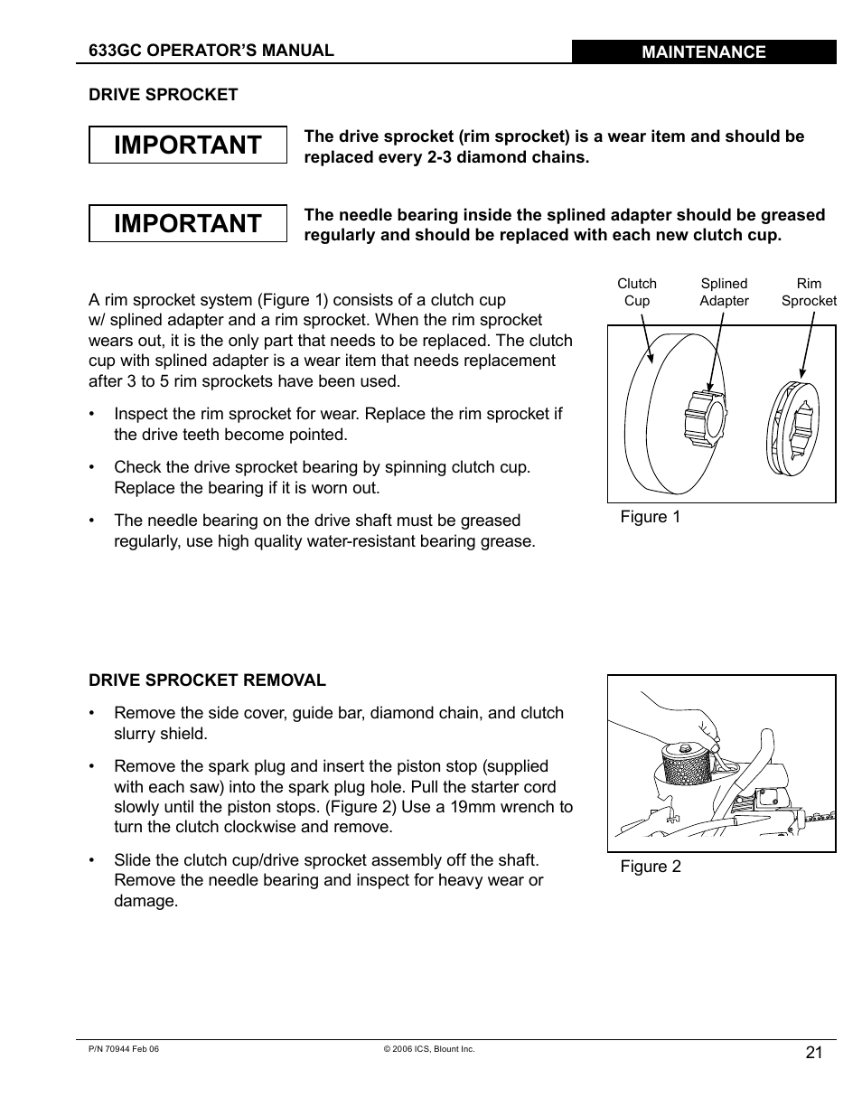 Important | Blount 633GC User Manual | Page 21 / 28