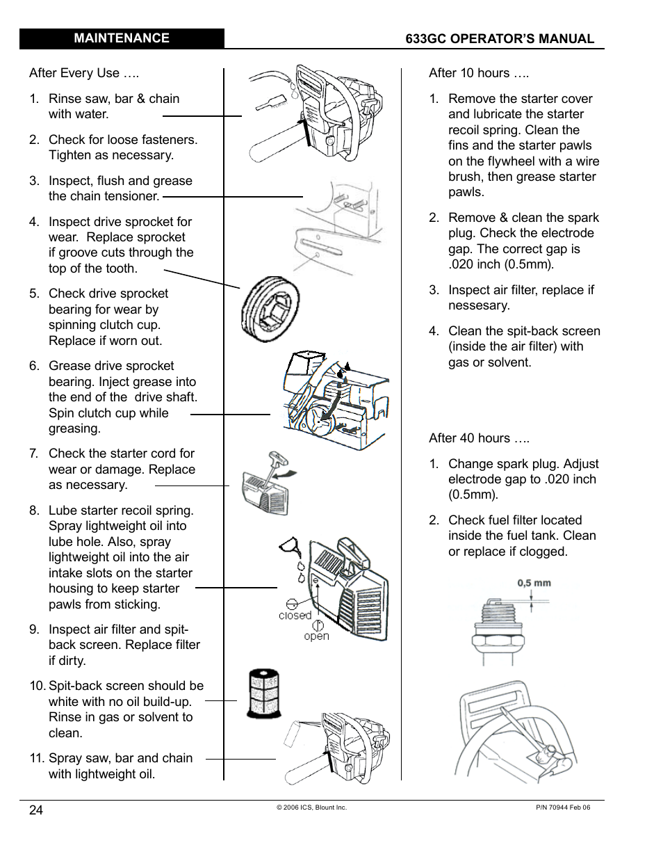 Blount 633GC User Manual | Page 24 / 28