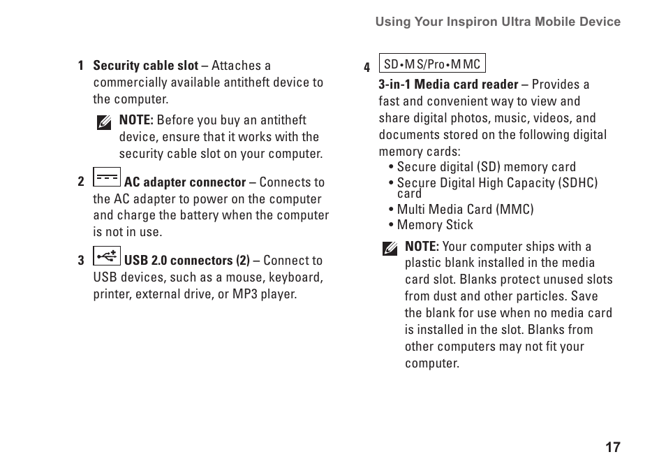 Dell Inspiron Mini 9 (910, Late 2008) User Manual | Page 19 / 66