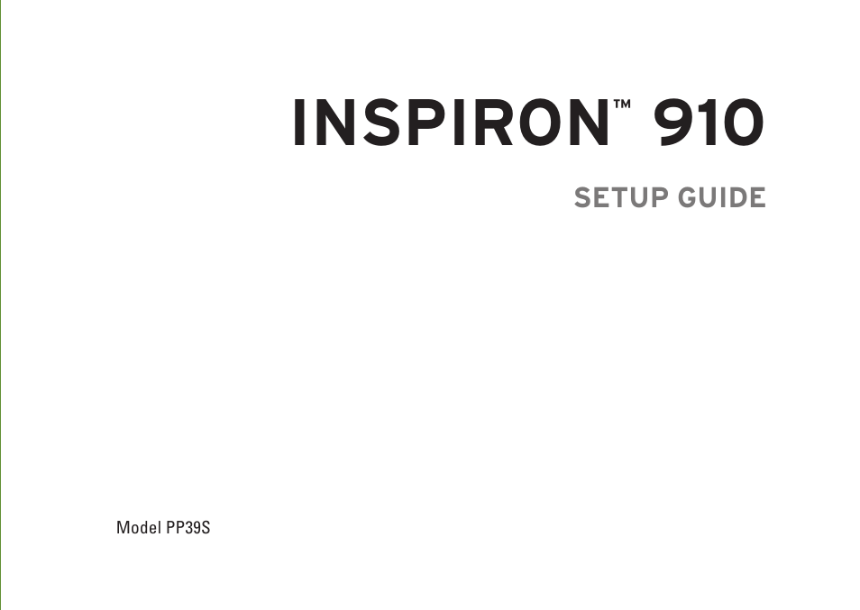 Inspiron | Dell Inspiron Mini 9 (910, Late 2008) User Manual | Page 3 / 66