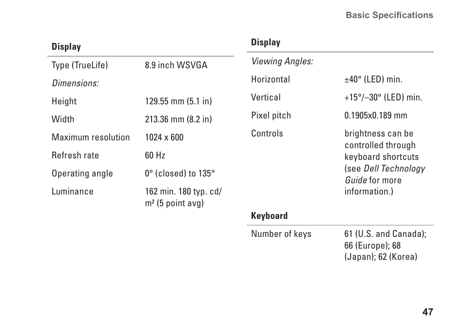 Dell Inspiron Mini 9 (910, Late 2008) User Manual | Page 49 / 66