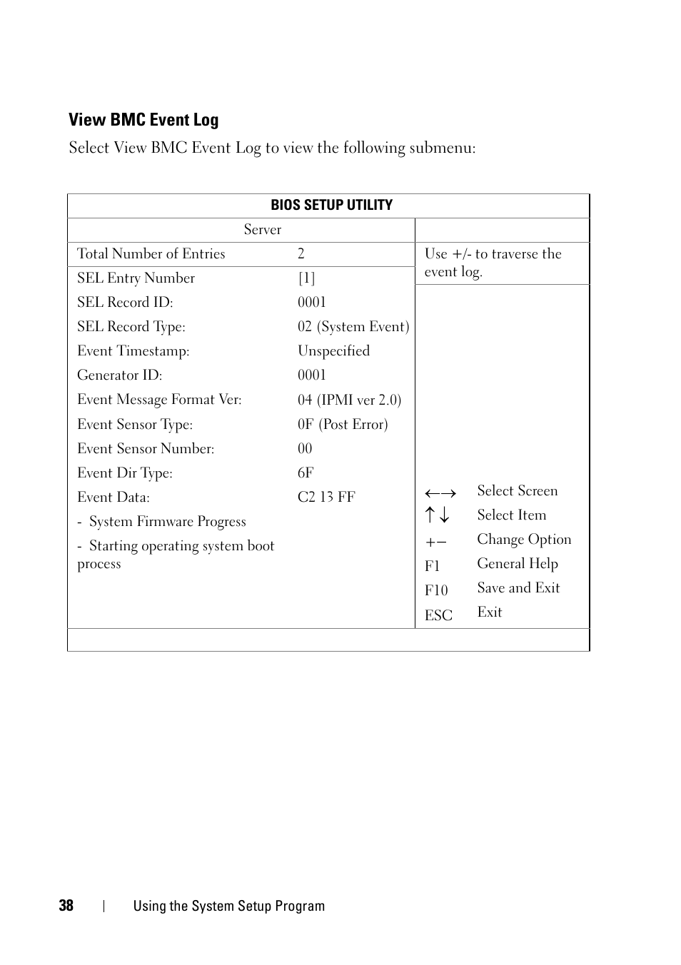 View bmc event log | Dell PowerEdge C5125 User Manual | Page 38 / 100