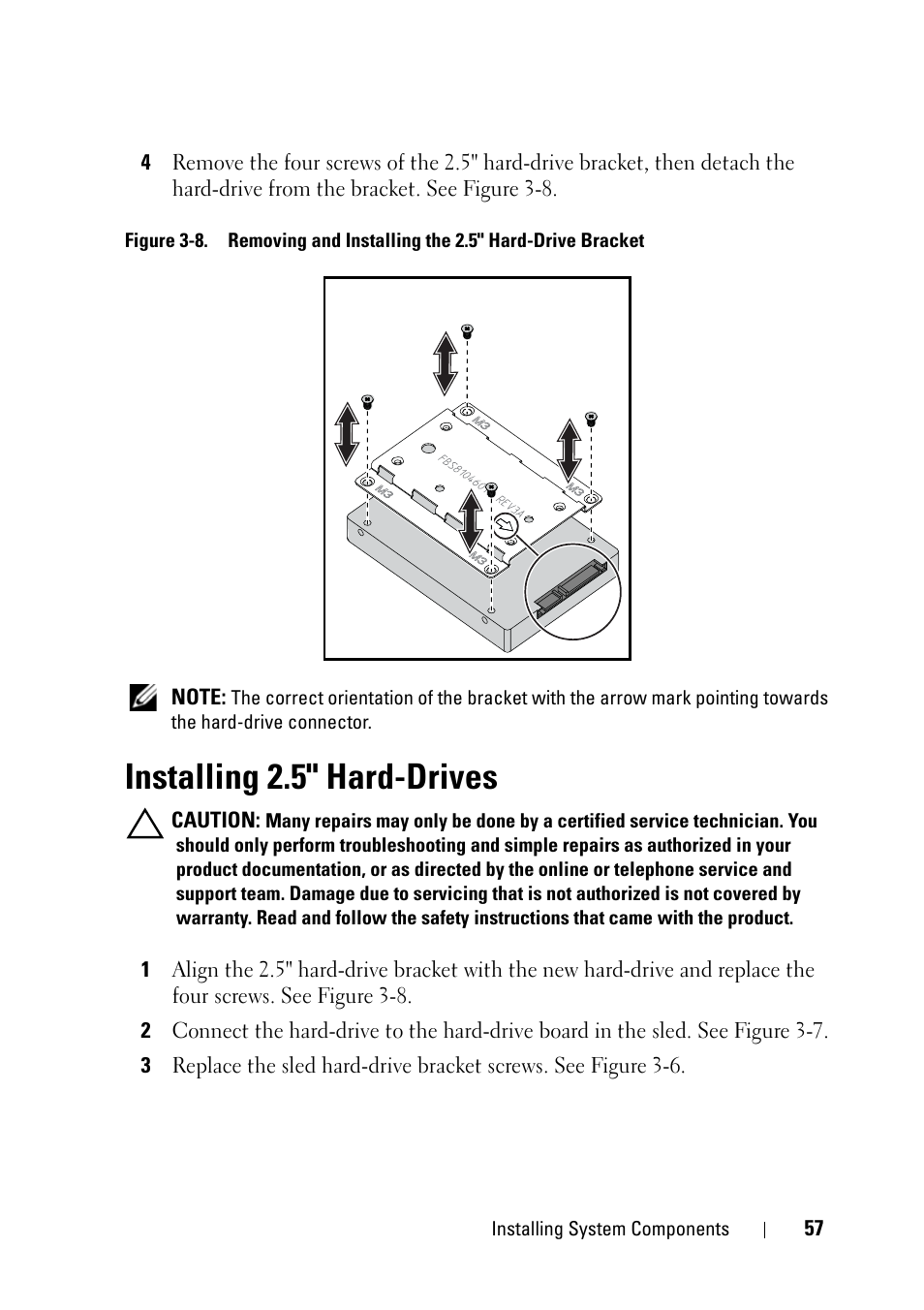 Installing 2.5" hard-drives | Dell PowerEdge C5125 User Manual | Page 57 / 100