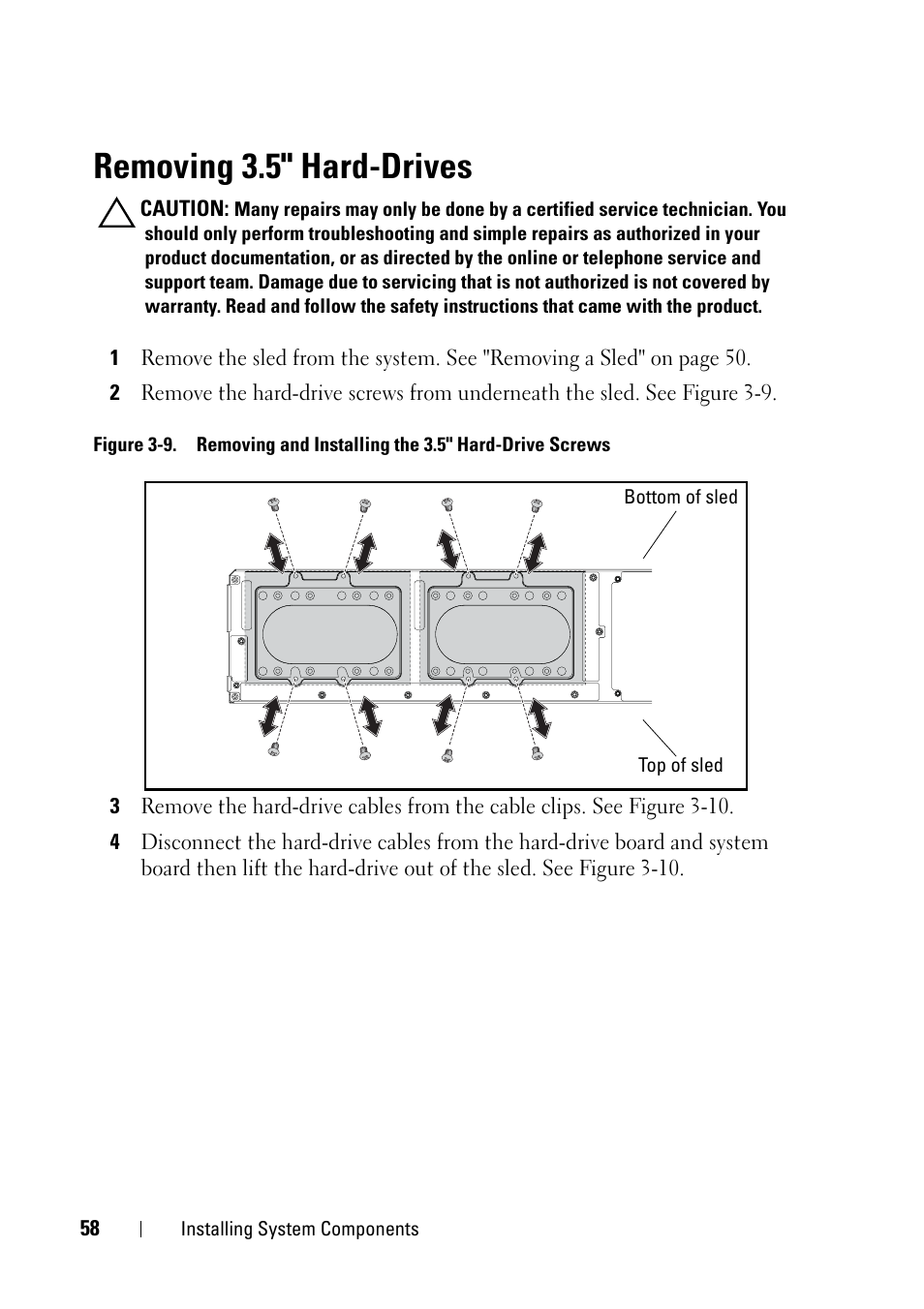 Removing 3.5" hard-drives | Dell PowerEdge C5125 User Manual | Page 58 / 100