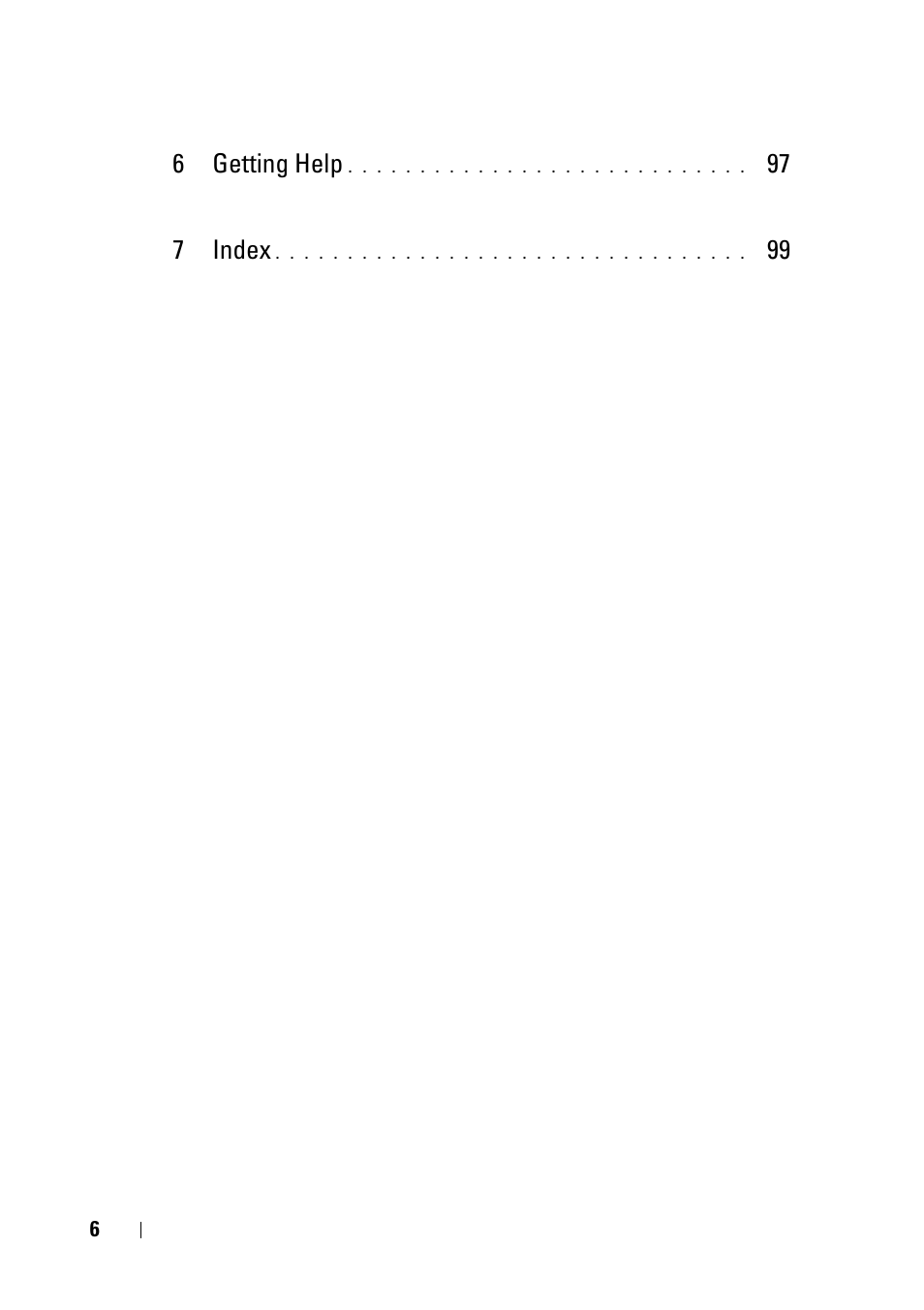 6 getting help, 97 7 index | Dell PowerEdge C5125 User Manual | Page 6 / 100