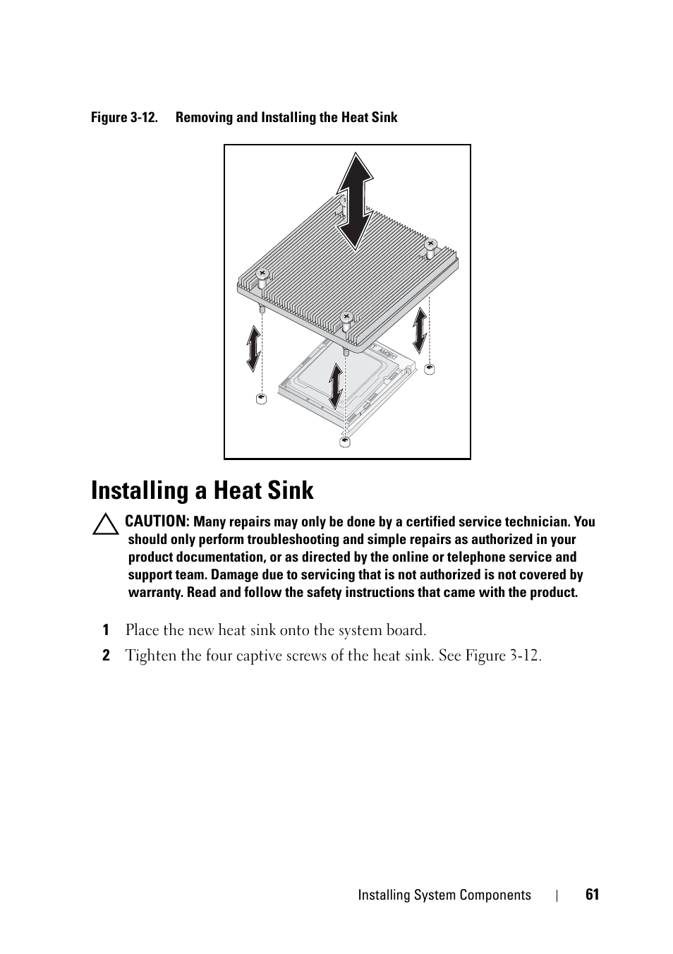 Installing a heat sink, Figure 3-12 | Dell PowerEdge C5125 User Manual | Page 61 / 100
