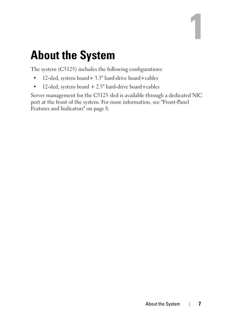 About the system | Dell PowerEdge C5125 User Manual | Page 7 / 100