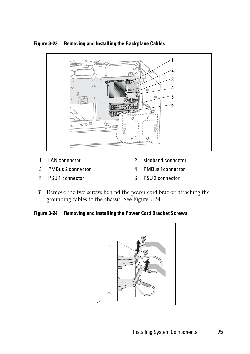 The backplane. see figure 3-23, Figure 3-23 | Dell PowerEdge C5125 User Manual | Page 75 / 100