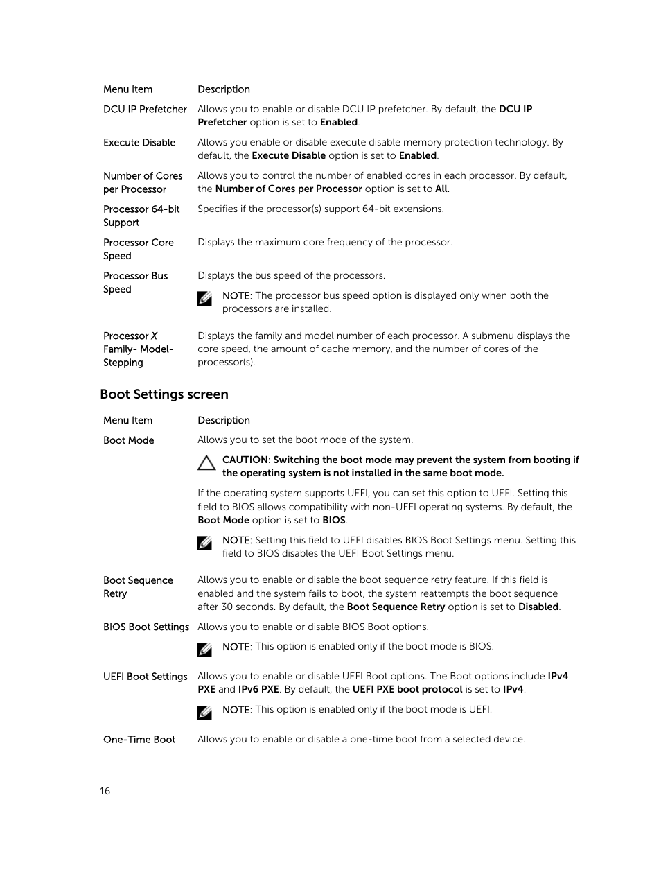 Boot settings screen | Dell PowerEdge M820 (for PE VRTX) User Manual | Page 16 / 154