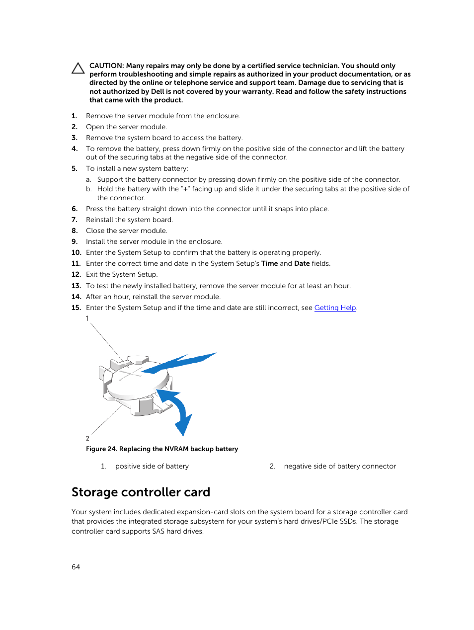 Storage controller card | Dell PowerEdge M820 (for PE VRTX) User Manual | Page 64 / 154