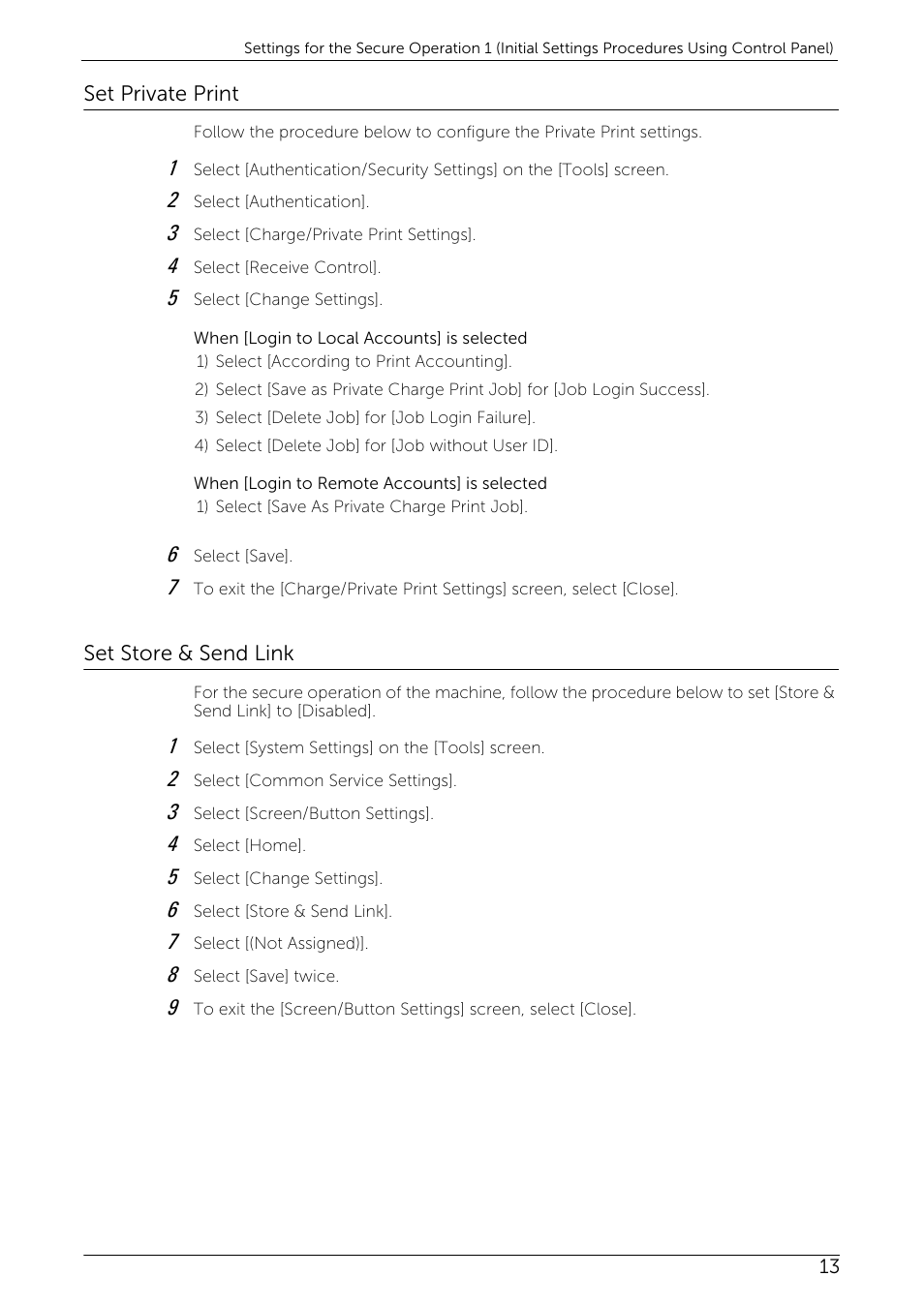 Set private print, Set store & send link, Set private print set store & send link | Dell C7765DN MFP Color Laser Printer User Manual | Page 13 / 27