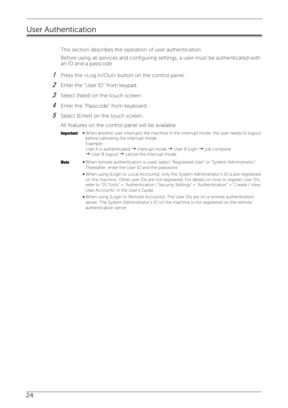 User authentication | Dell C7765DN MFP Color Laser Printer User Manual | Page 24 / 27
