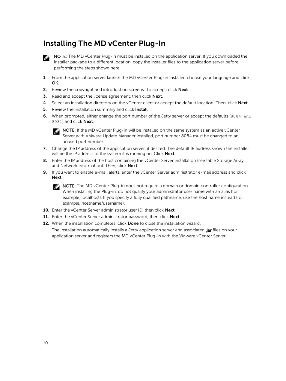 Installing the md vcenter plug-in | Dell PowerVault MD3460 User Manual | Page 10 / 88