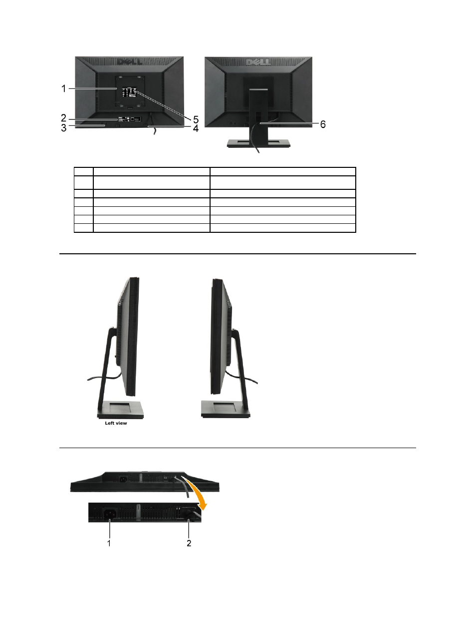 Side view, Bottom view | Dell E1909WDD Monitor User Manual | Page 4 / 21