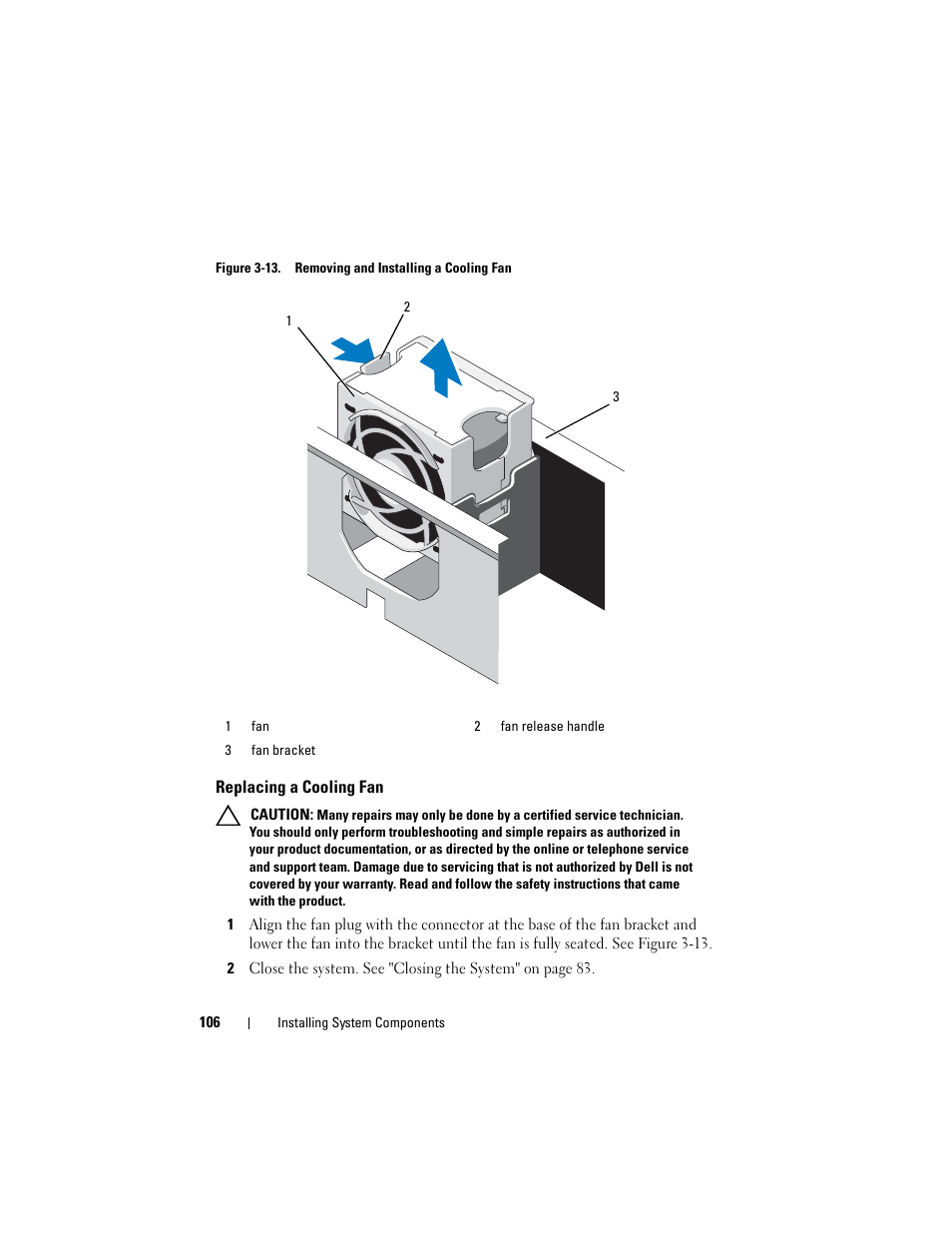 Replacing a cooling fan | Dell DX6000 User Manual | Page 106 / 198