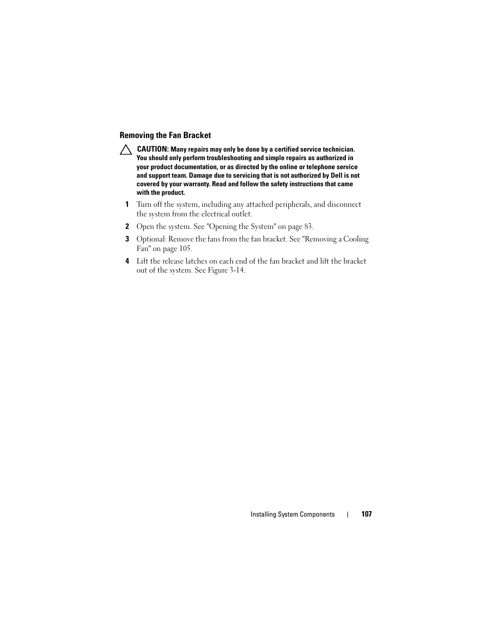 Removing the fan bracket | Dell DX6000 User Manual | Page 107 / 198