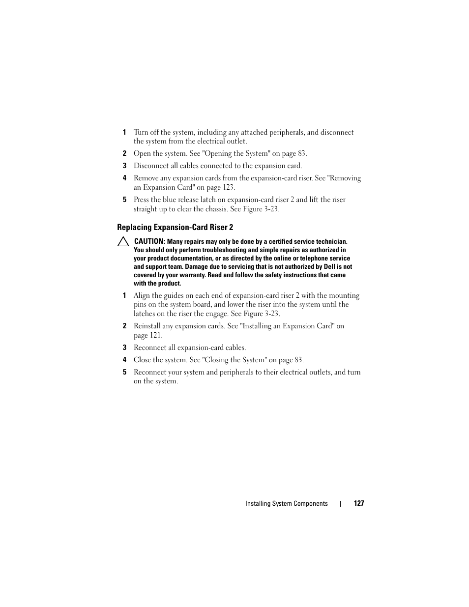 Replacing expansion-card riser 2, Replacing expansion | Dell DX6000 User Manual | Page 127 / 198