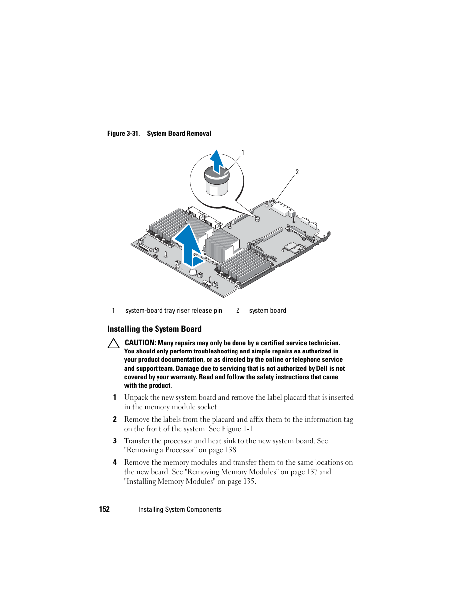 Installing the system board, Chassis. see figure 3-31 | Dell DX6000 User Manual | Page 152 / 198