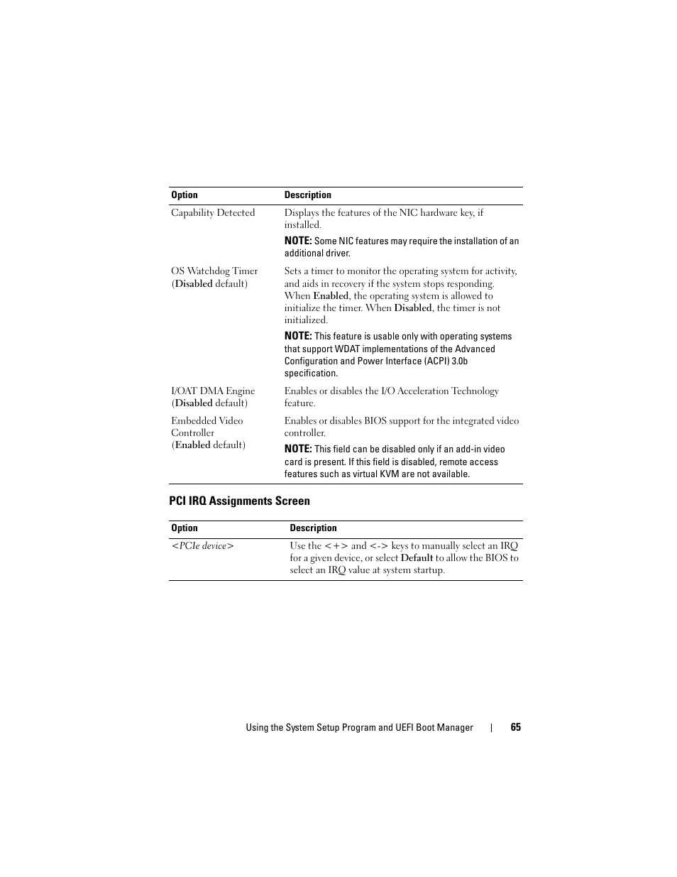 Pci irq assignments screen, See "pci irq | Dell DX6000 User Manual | Page 65 / 198