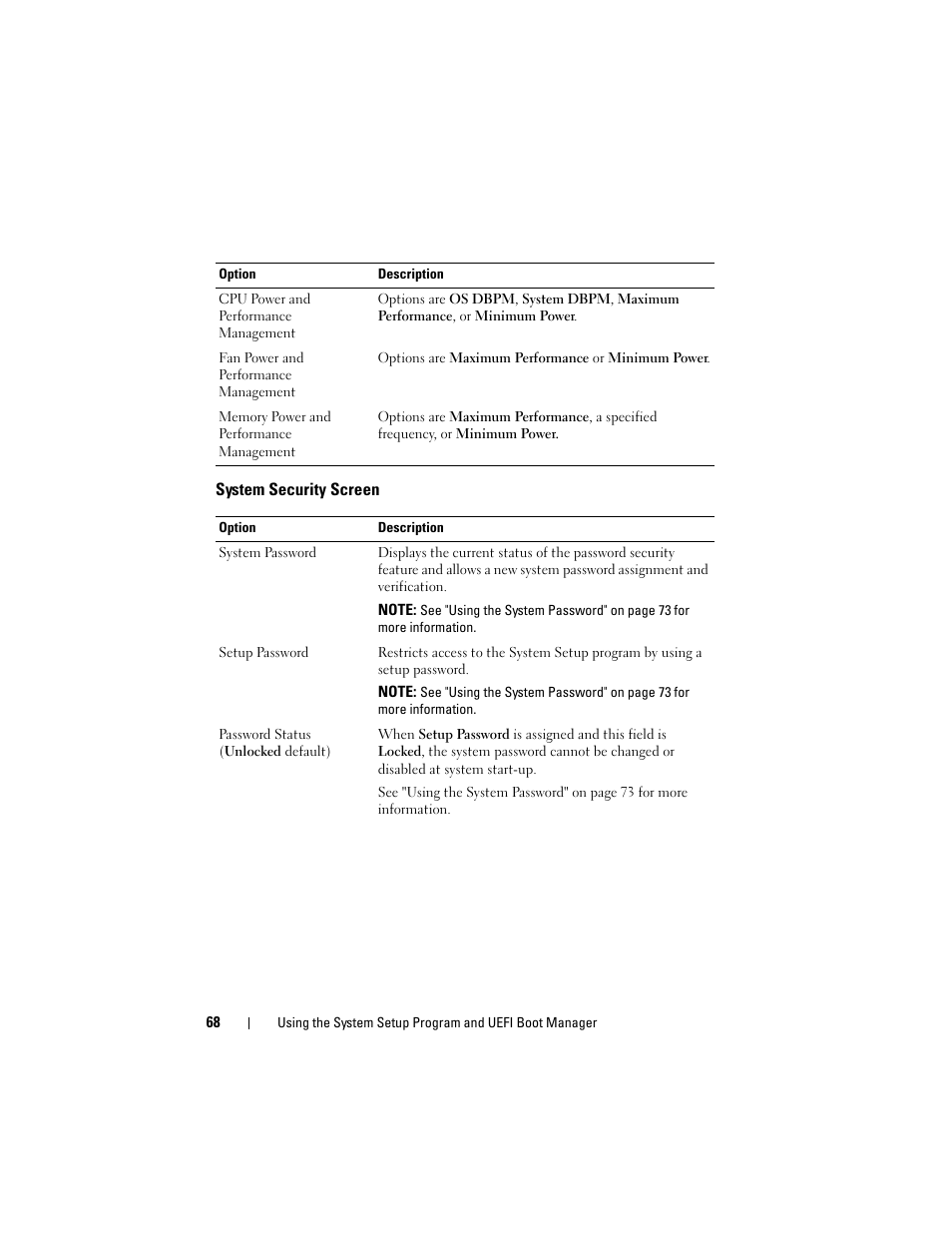 System security screen, See "system security screen | Dell DX6000 User Manual | Page 68 / 198